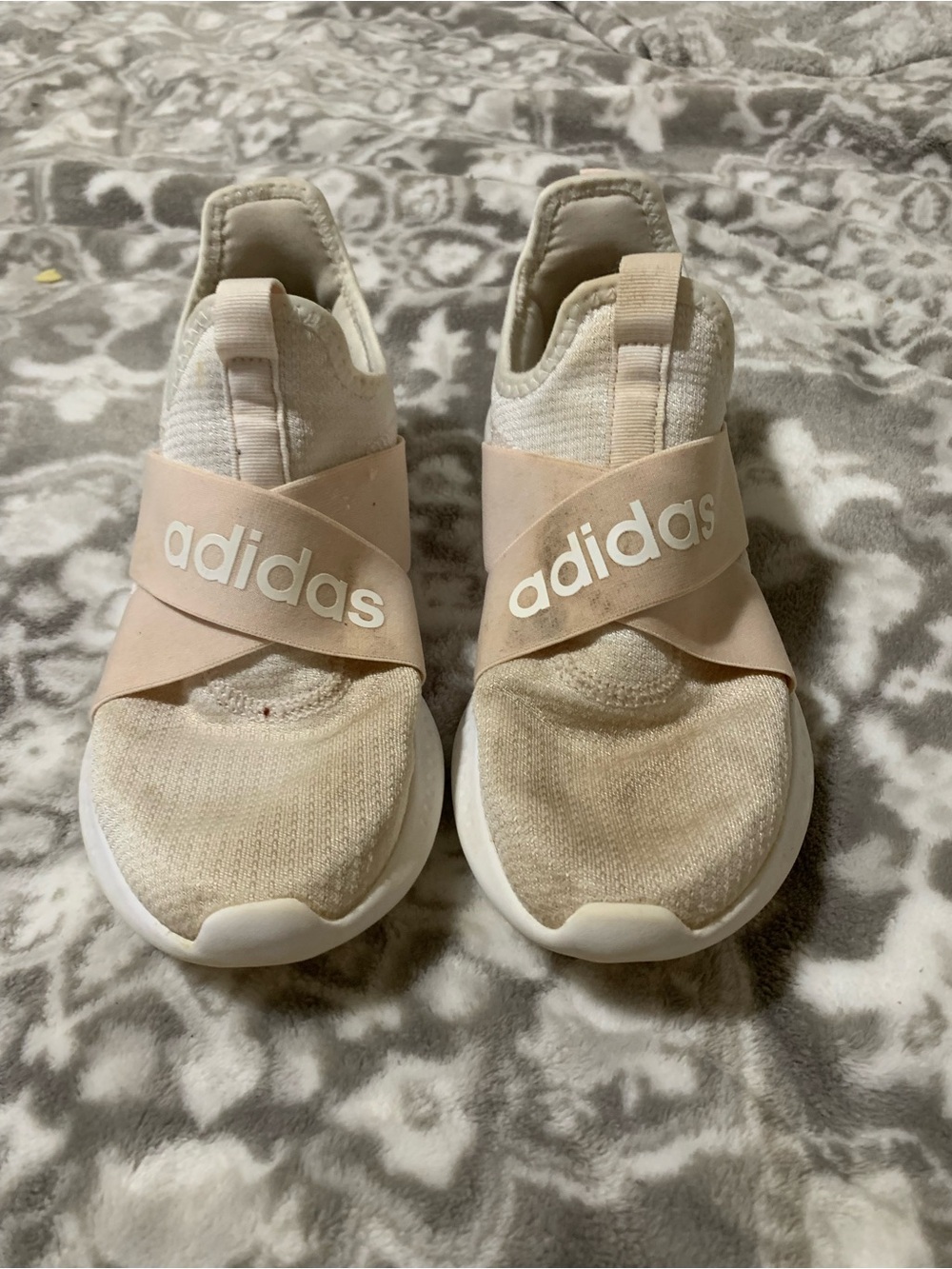 adidas Women's Slip-On Sneakers in Light Pink and White